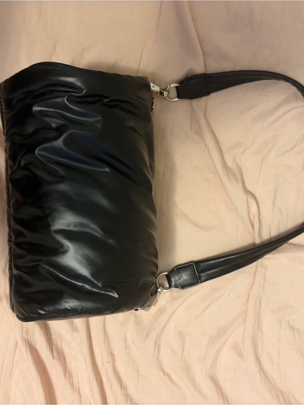 Brandon Blackwood Glossy Black Quilted Shoulder Bag